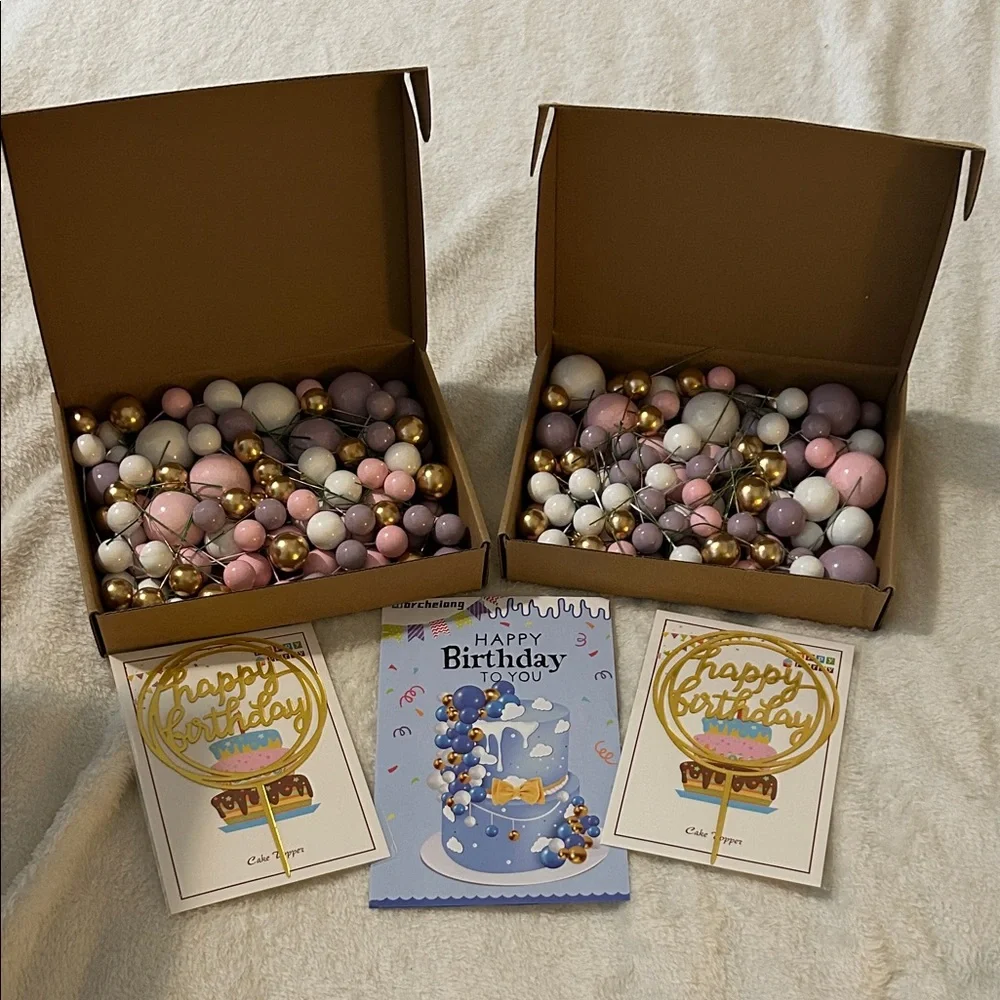 Set of 2 Birthday Balloon Decoration Set with Gold Accents